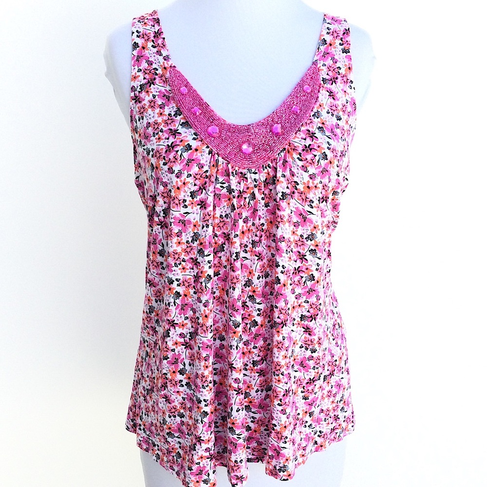 Candie’s White Floral Sequin Top